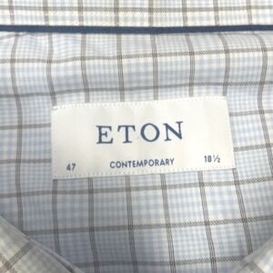 Eton Dress Shirt Mens 18.5 47 Contemporary Long Sleeve‎ Button Up Blue Plaid